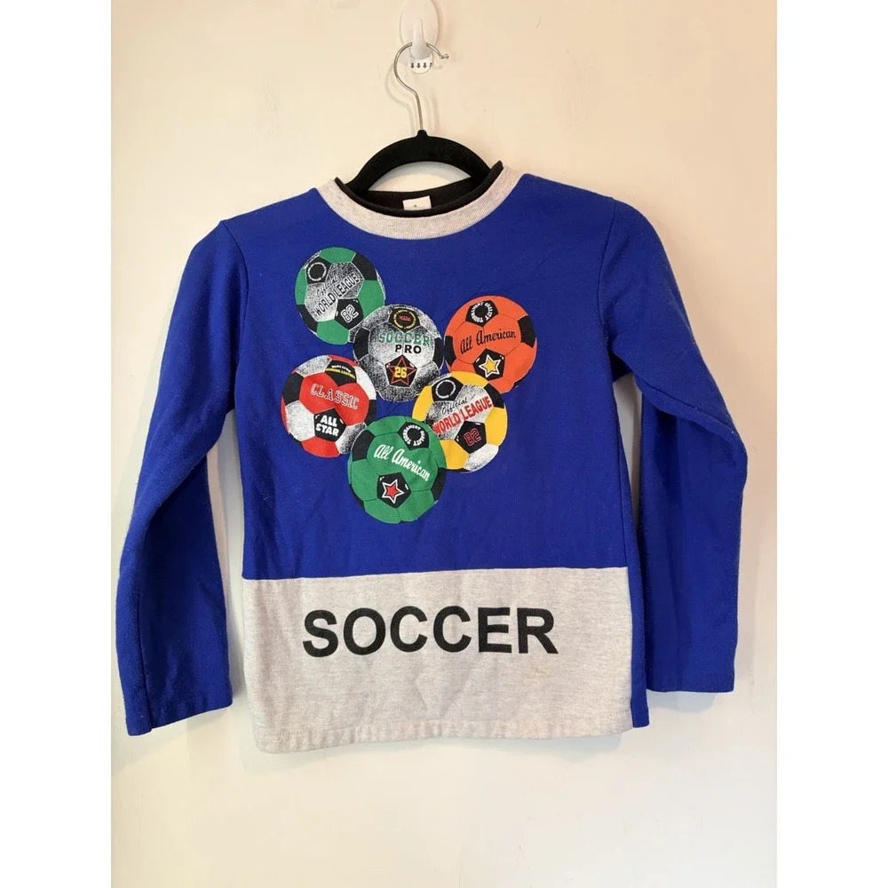 Vintage Childrens Soccer Graphic Tshirt Long Sleeve Sideline Size 10 Made In USA
